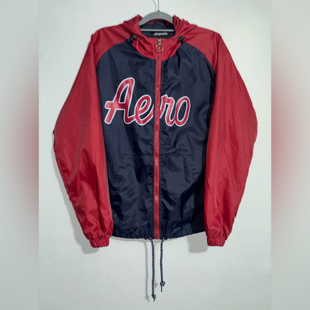 Vintage Y2K Aeropostale Red and Navy Lightweight Jacket